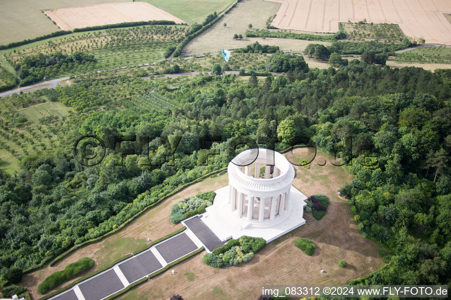 Drone recording of American War Memorial in Montsec in the state Meuse, France