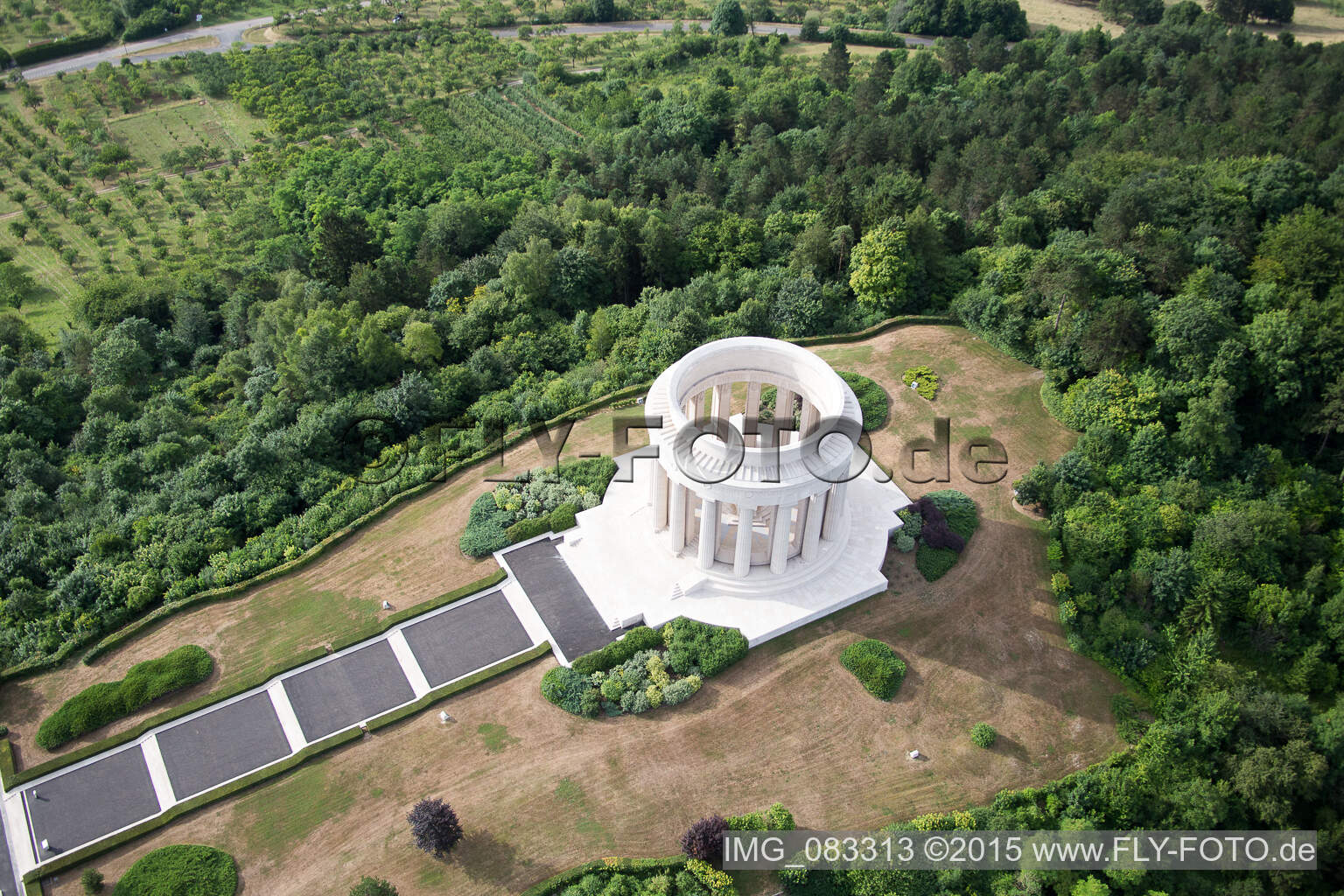 Drone image of American War Memorial in Montsec in the state Meuse, France