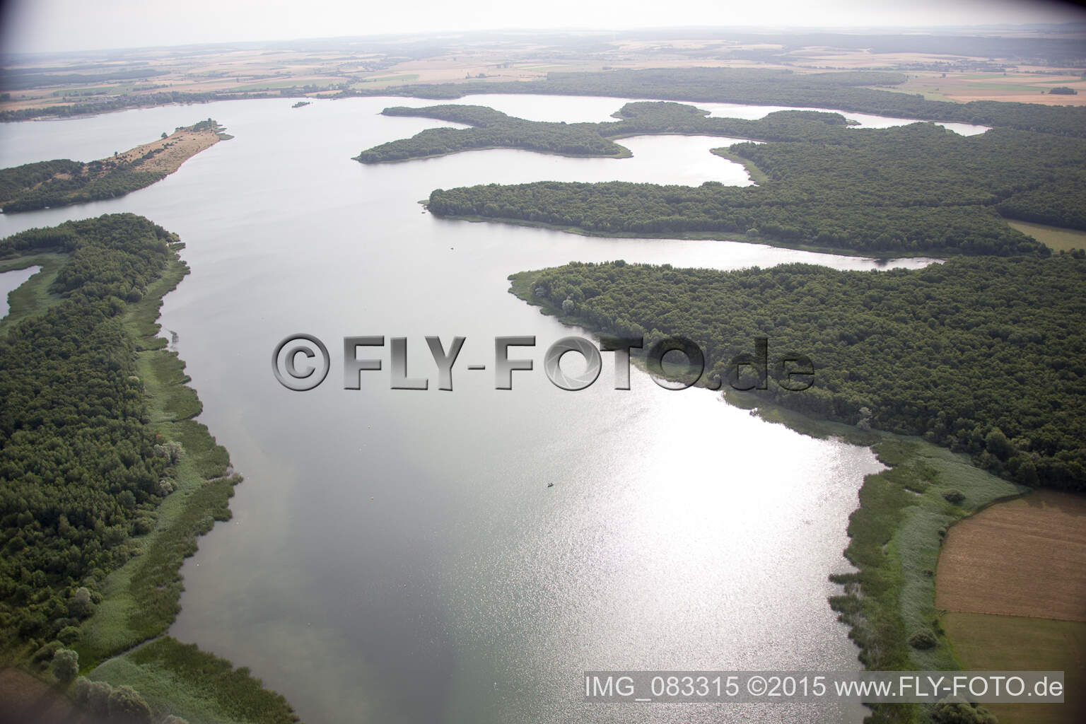 Aerial view of Lake Madine in Buxières-sous-les-Côtes in the state Meuse, France