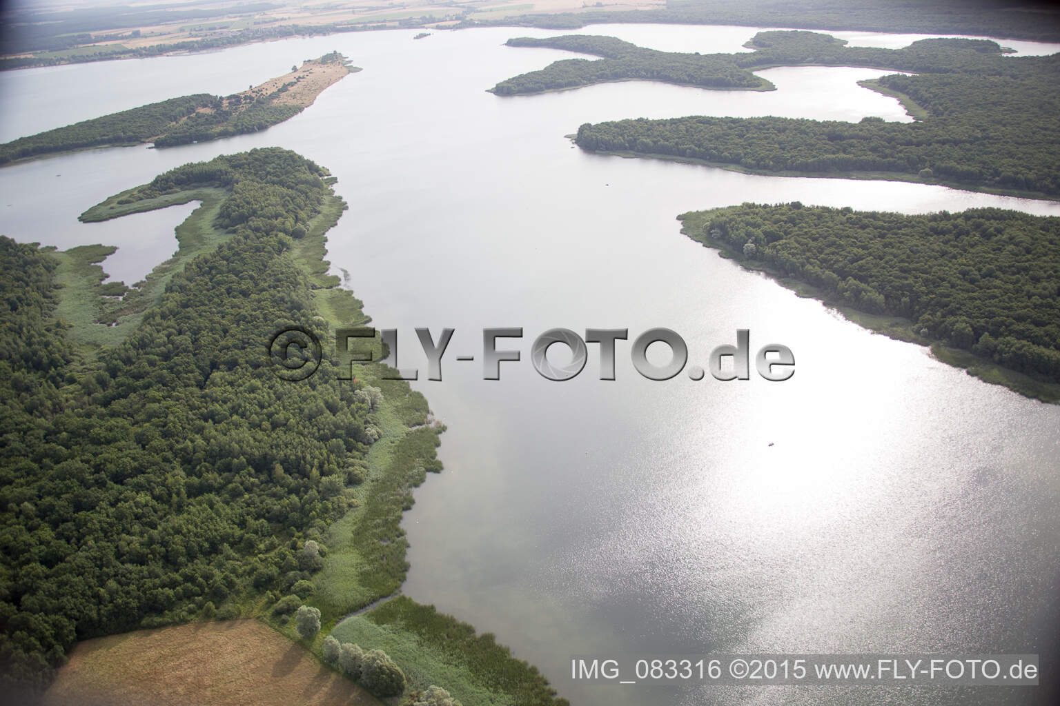 Aerial photograpy of Lake Madine in Buxières-sous-les-Côtes in the state Meuse, France