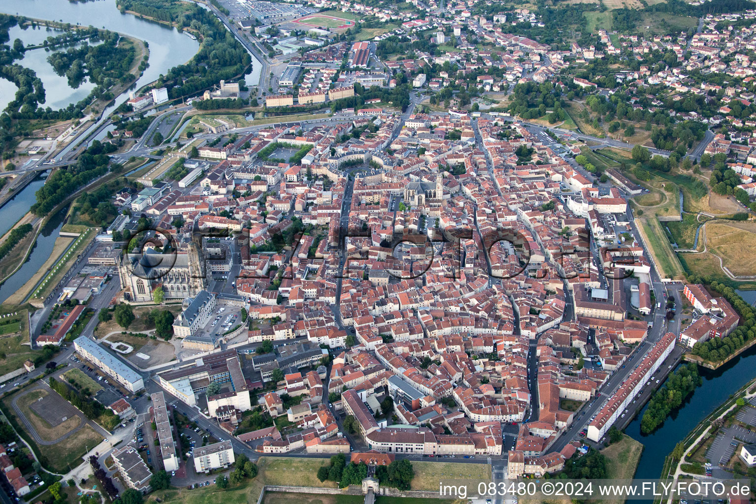 Toul in the state Meurthe et Moselle, France from the plane