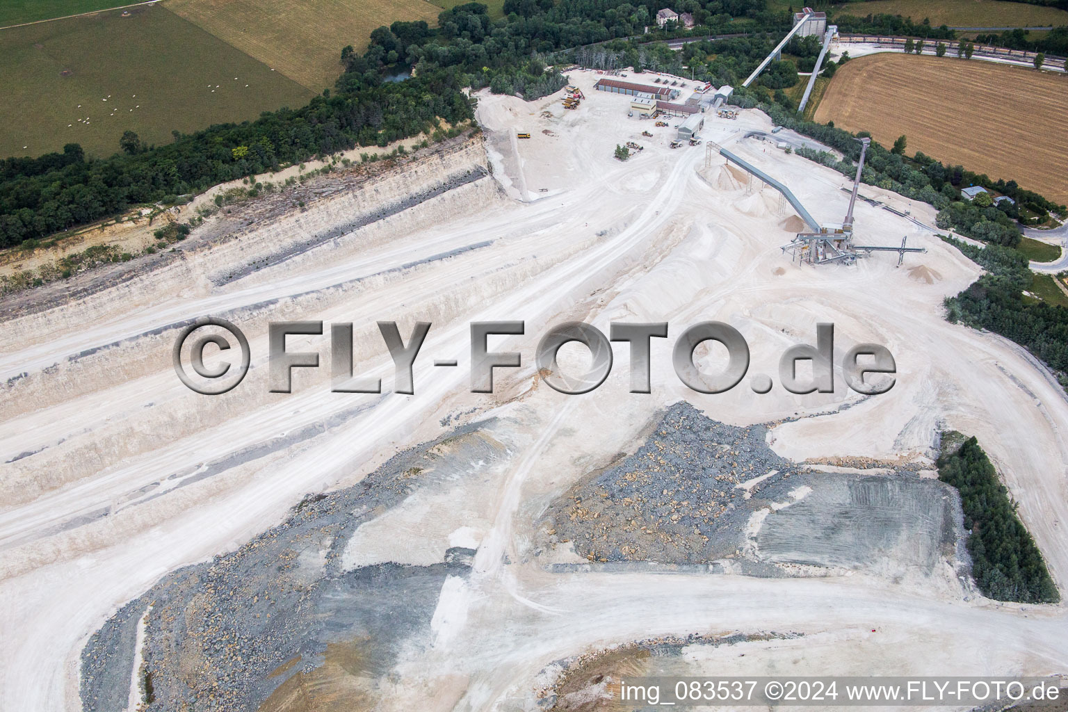 Site and Terrain of overburden surfaces Cement opencast mining Novacarb in Pagny-sur-Meuse in Grand Est, France