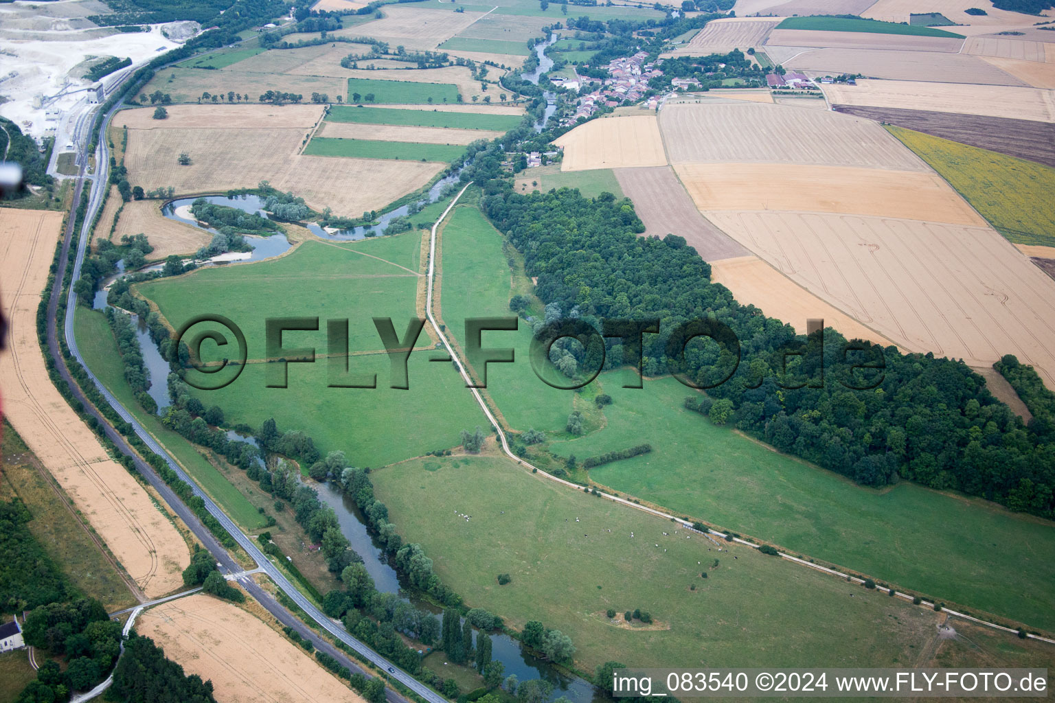 Pagny-sur-Meuse in the state Meuse, France seen from above