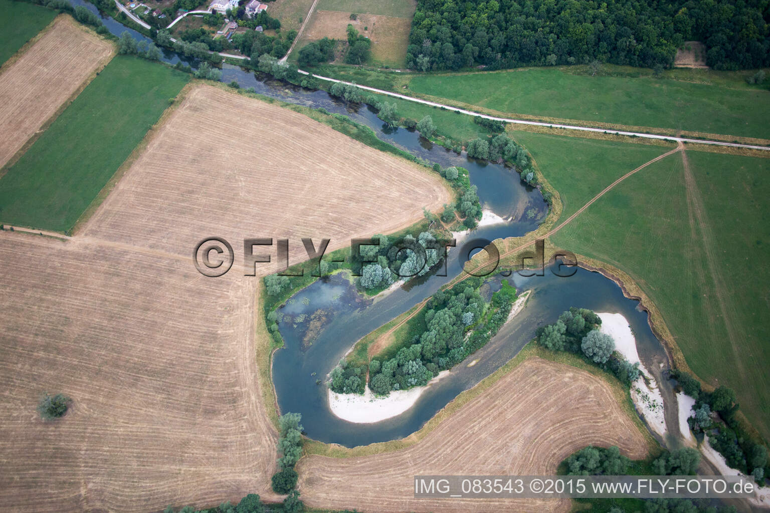 Aerial view of Ourches-sur-Meuse in the state Meuse, France
