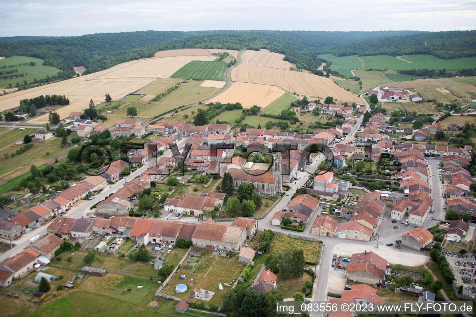 Aerial view of Uruffe in the state Meurthe et Moselle, France