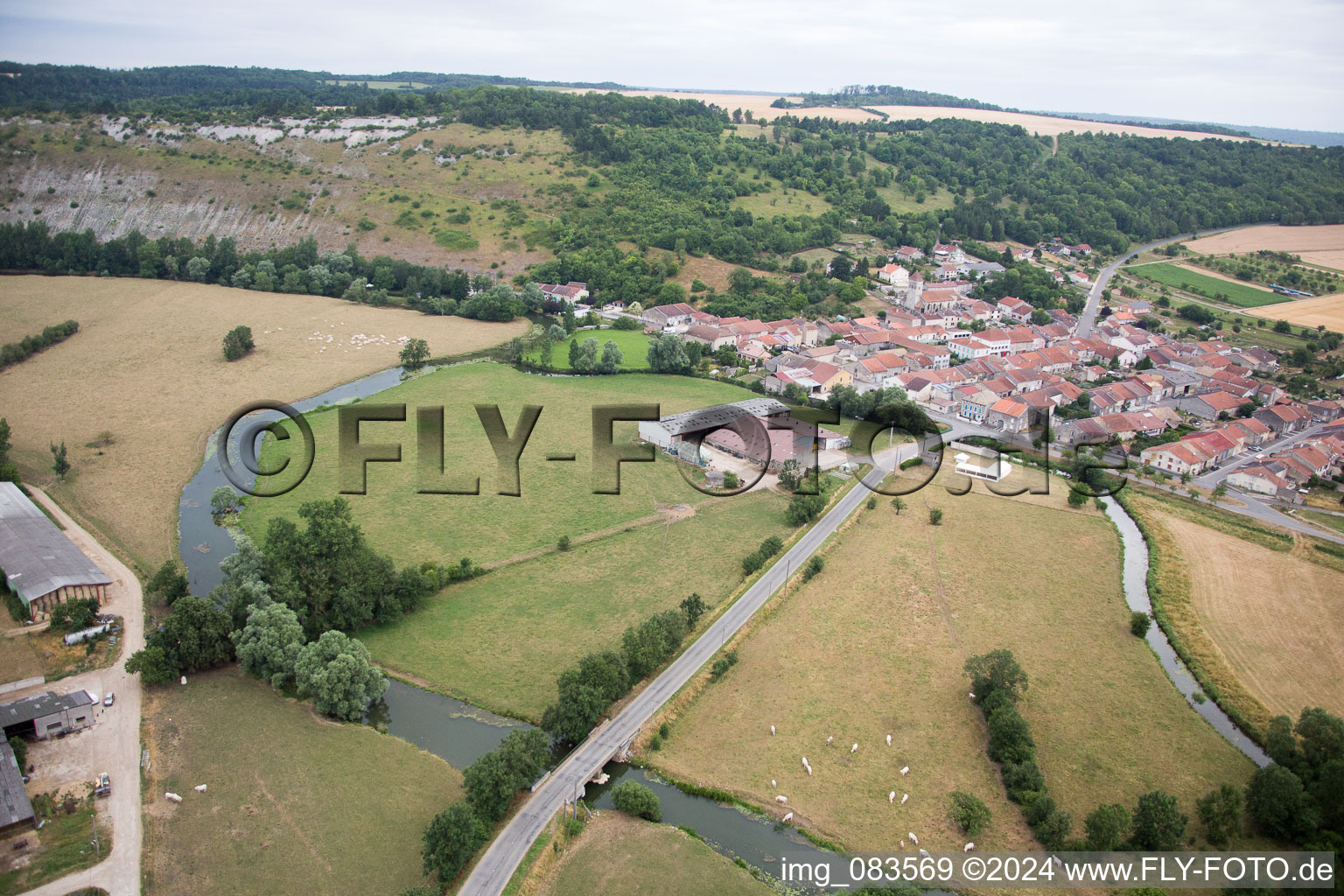 Aerial view of Pagny-la-Blanche-Côte in the state Meuse, France