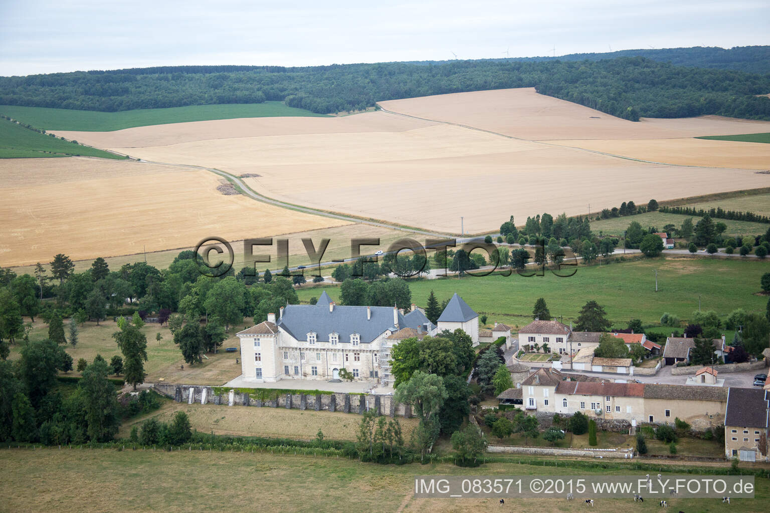 Aerial view of Montbras in Taillancourt in the state Meuse, France