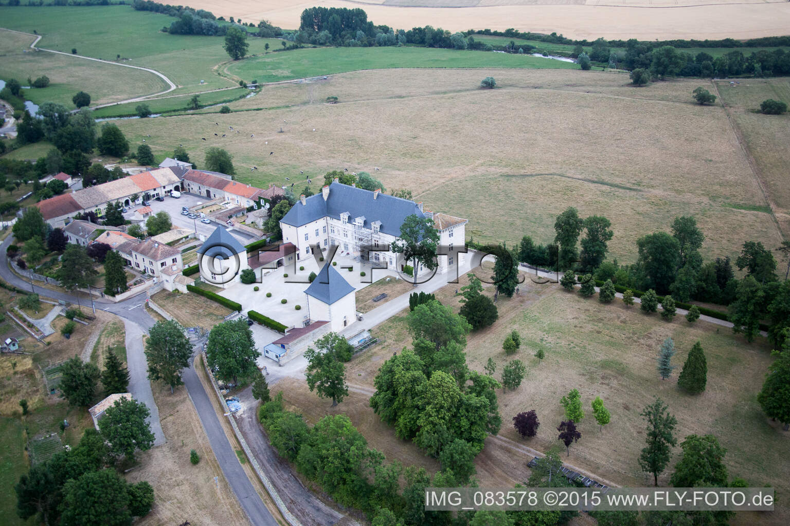 Bird's eye view of Montbras in Taillancourt in the state Meuse, France