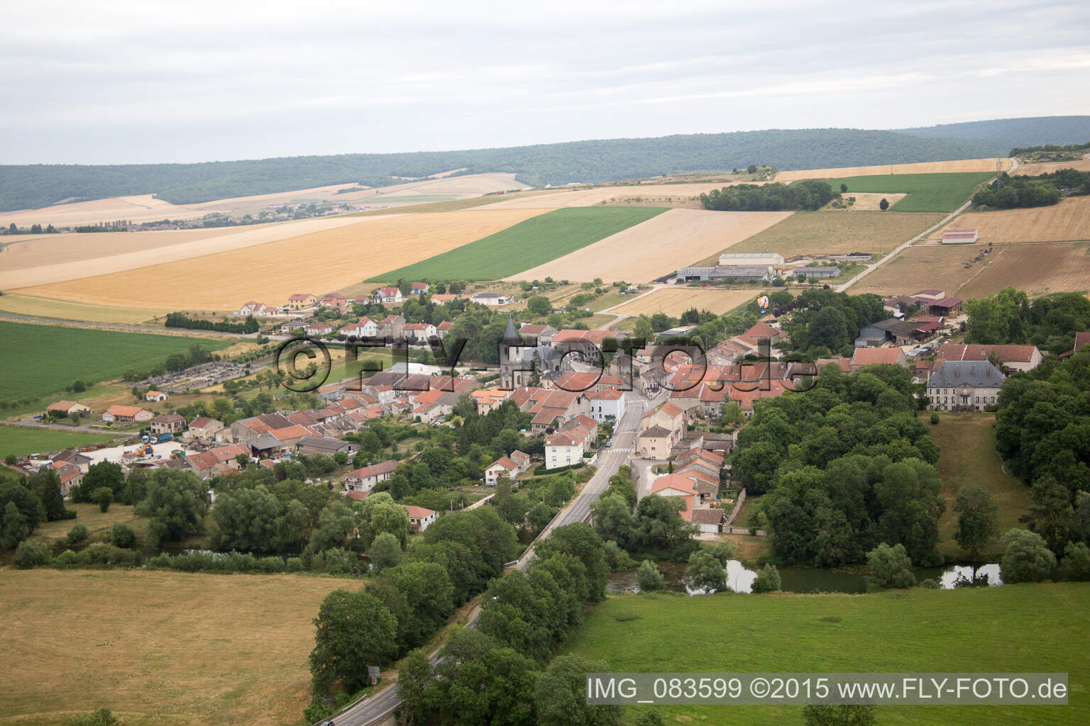 Vaucouleurs in the state Meuse, France from above