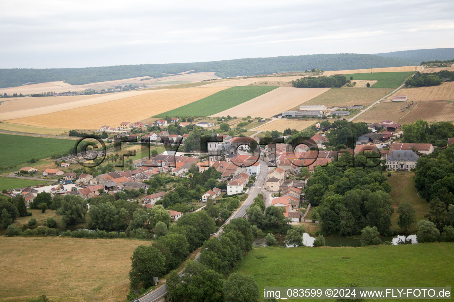 Vaucouleurs in the state Meuse, France from above