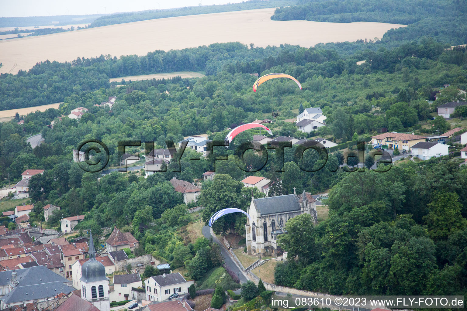 Aerial view of Vaucouleurs in the state Meuse, France