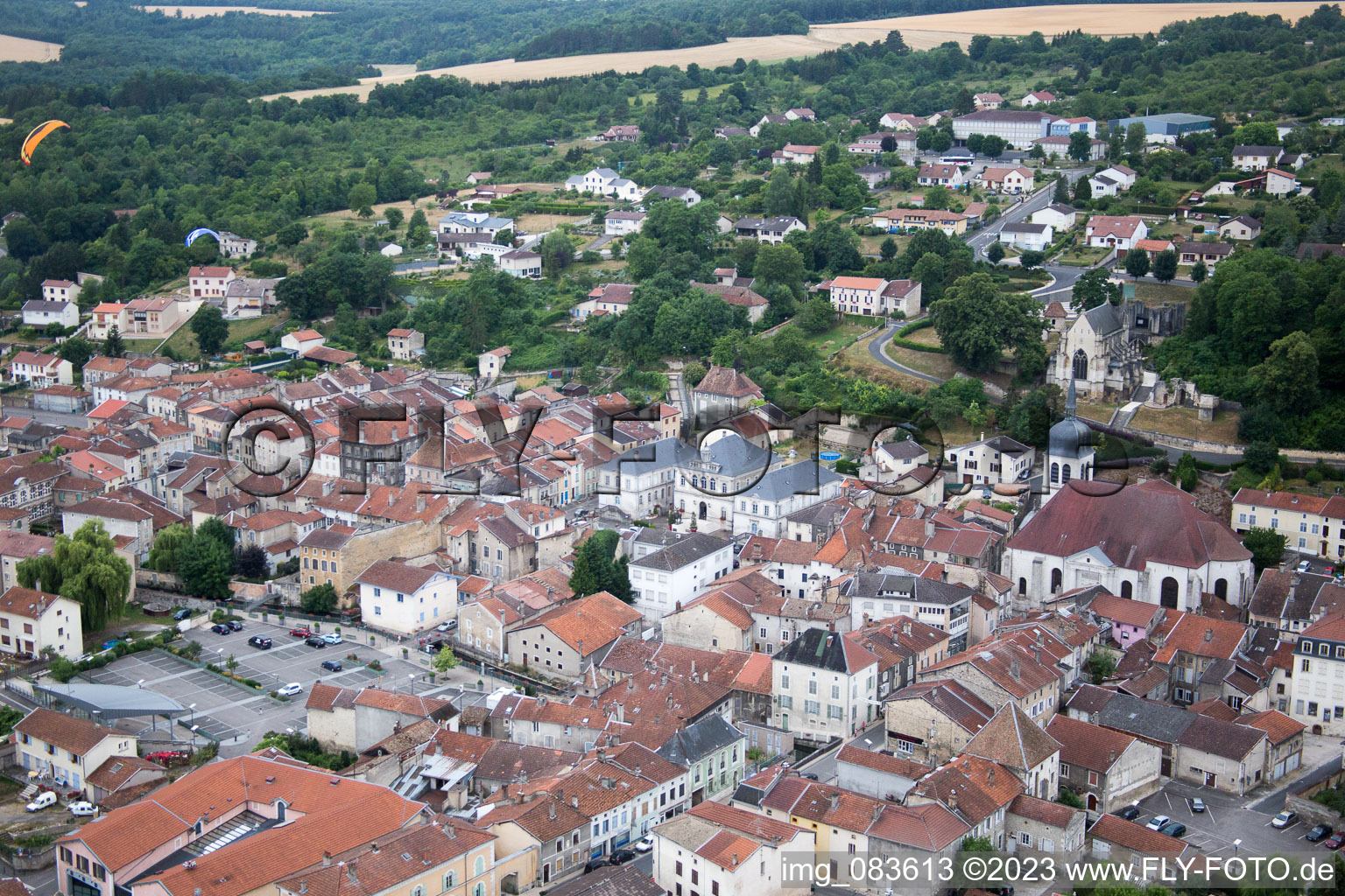 Vaucouleurs in the state Meuse, France from above