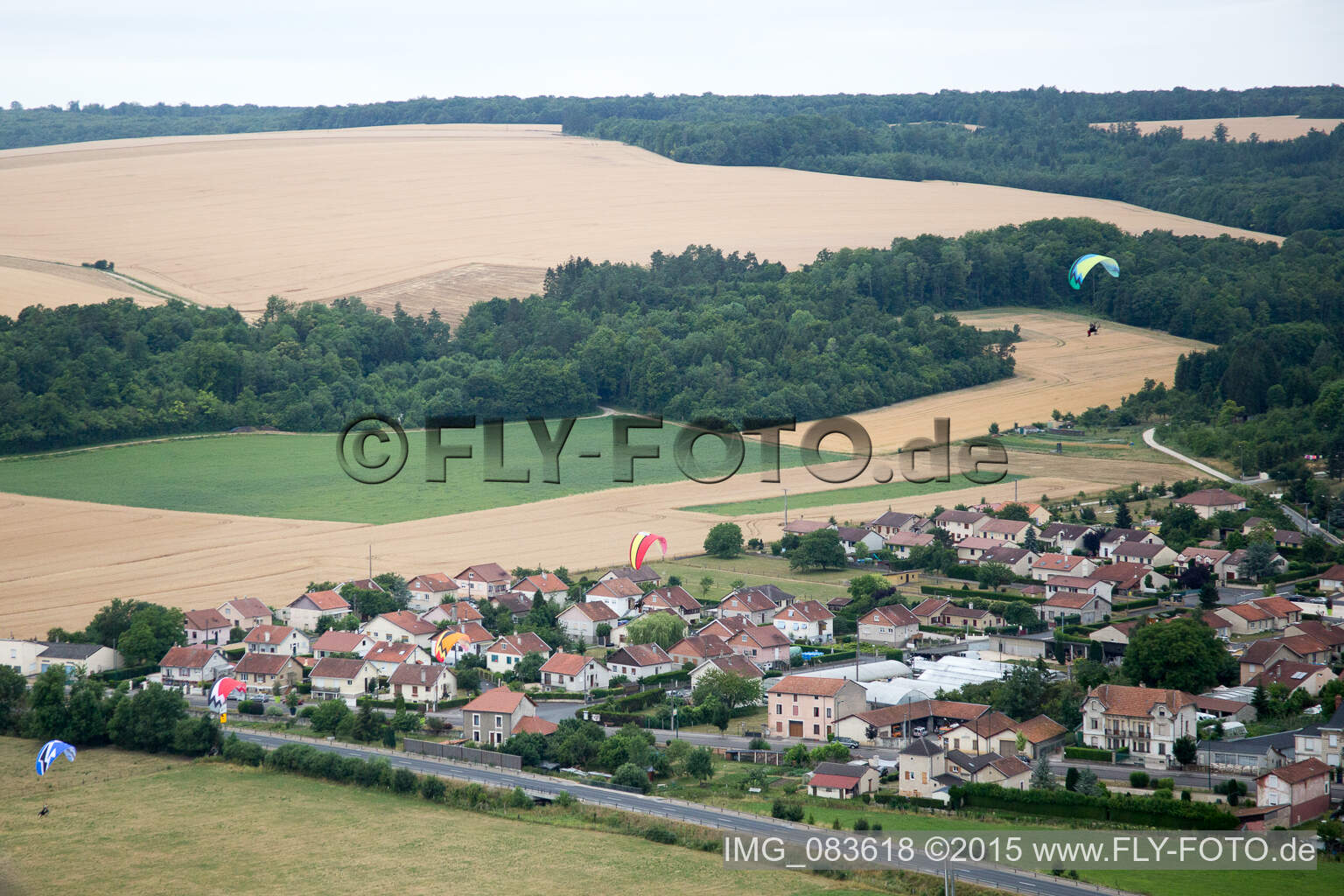 Vaucouleurs in the state Meuse, France viewn from the air