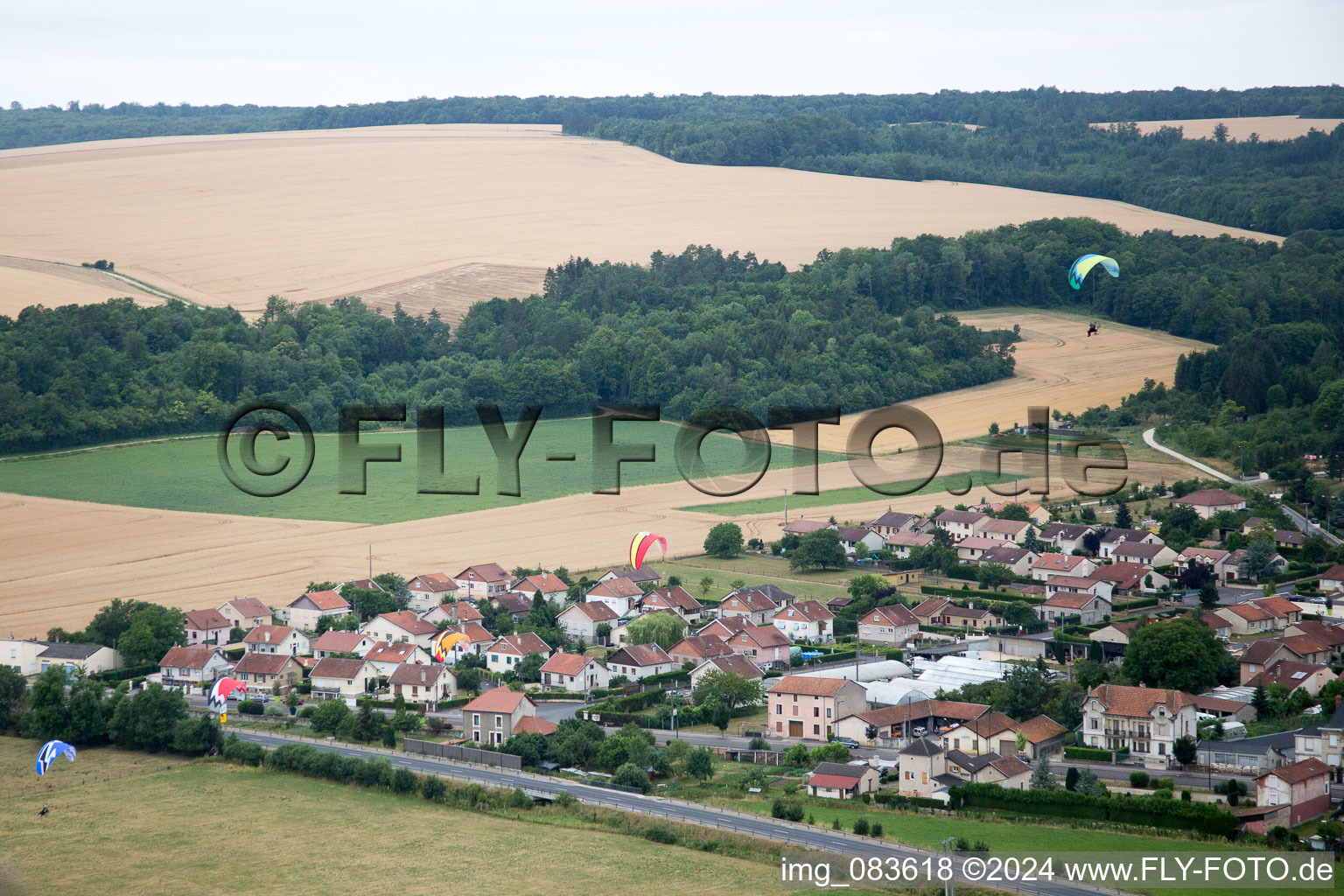 Vaucouleurs in the state Meuse, France viewn from the air