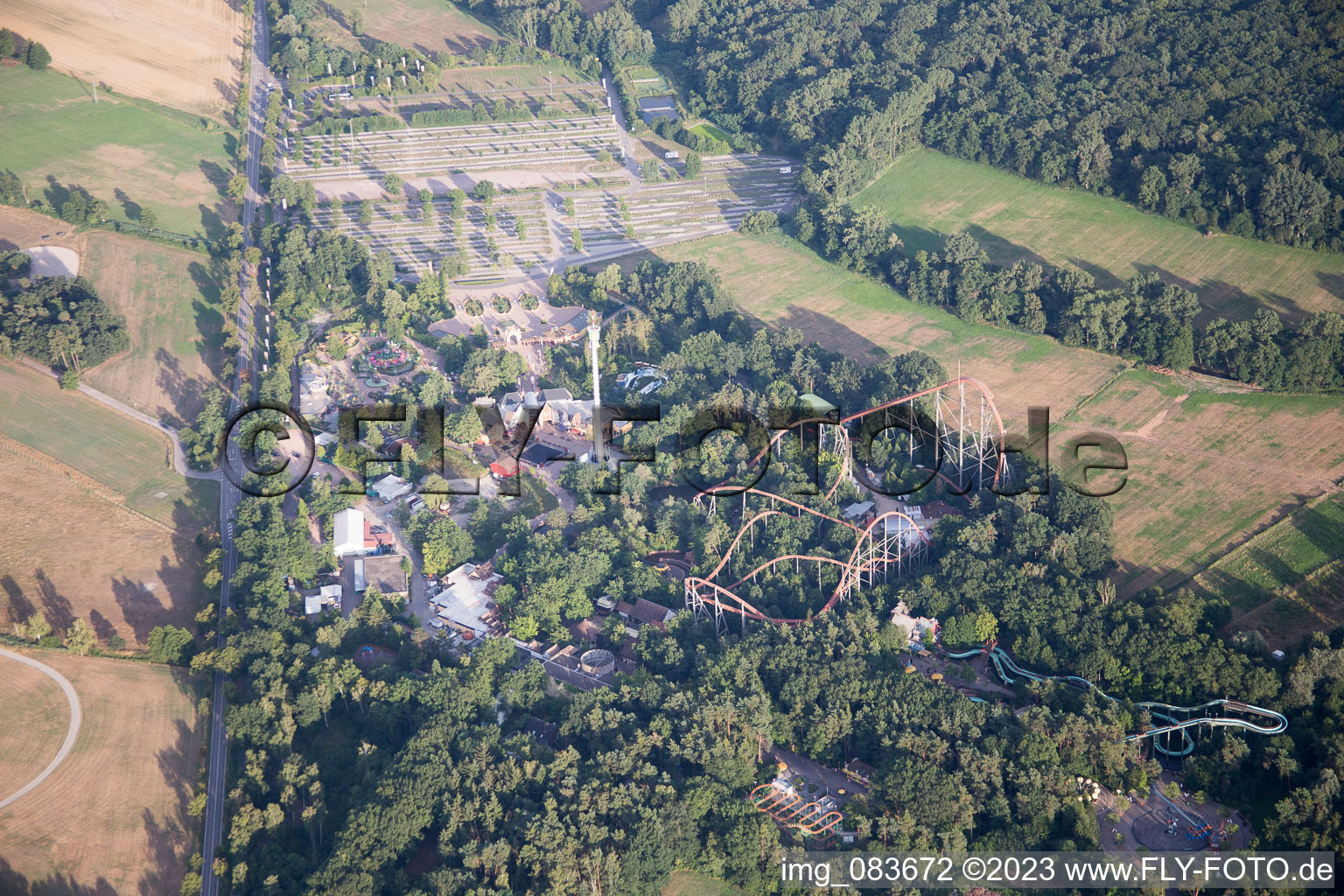 Aerial view of Holiday Park in Haßloch in the state Rhineland-Palatinate, Germany