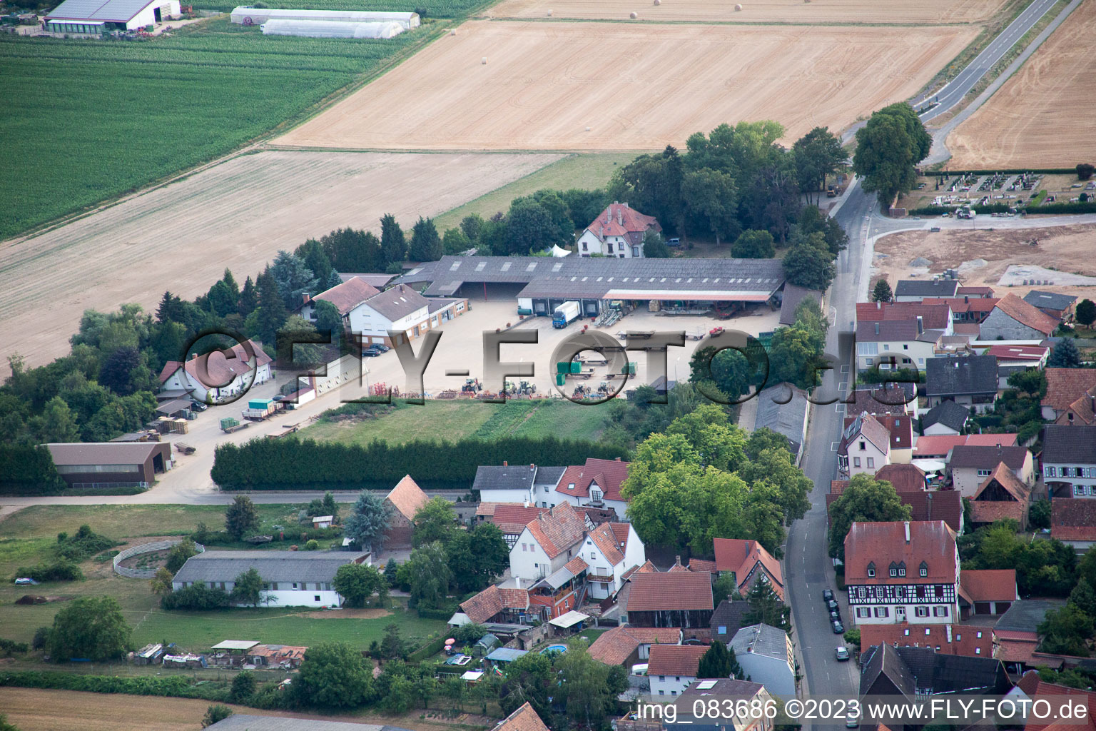 Aerial view of Knittelsheim in the state Rhineland-Palatinate, Germany