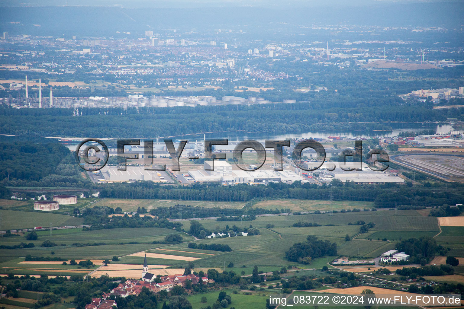 Industrial area north in Wörth am Rhein in the state Rhineland-Palatinate, Germany