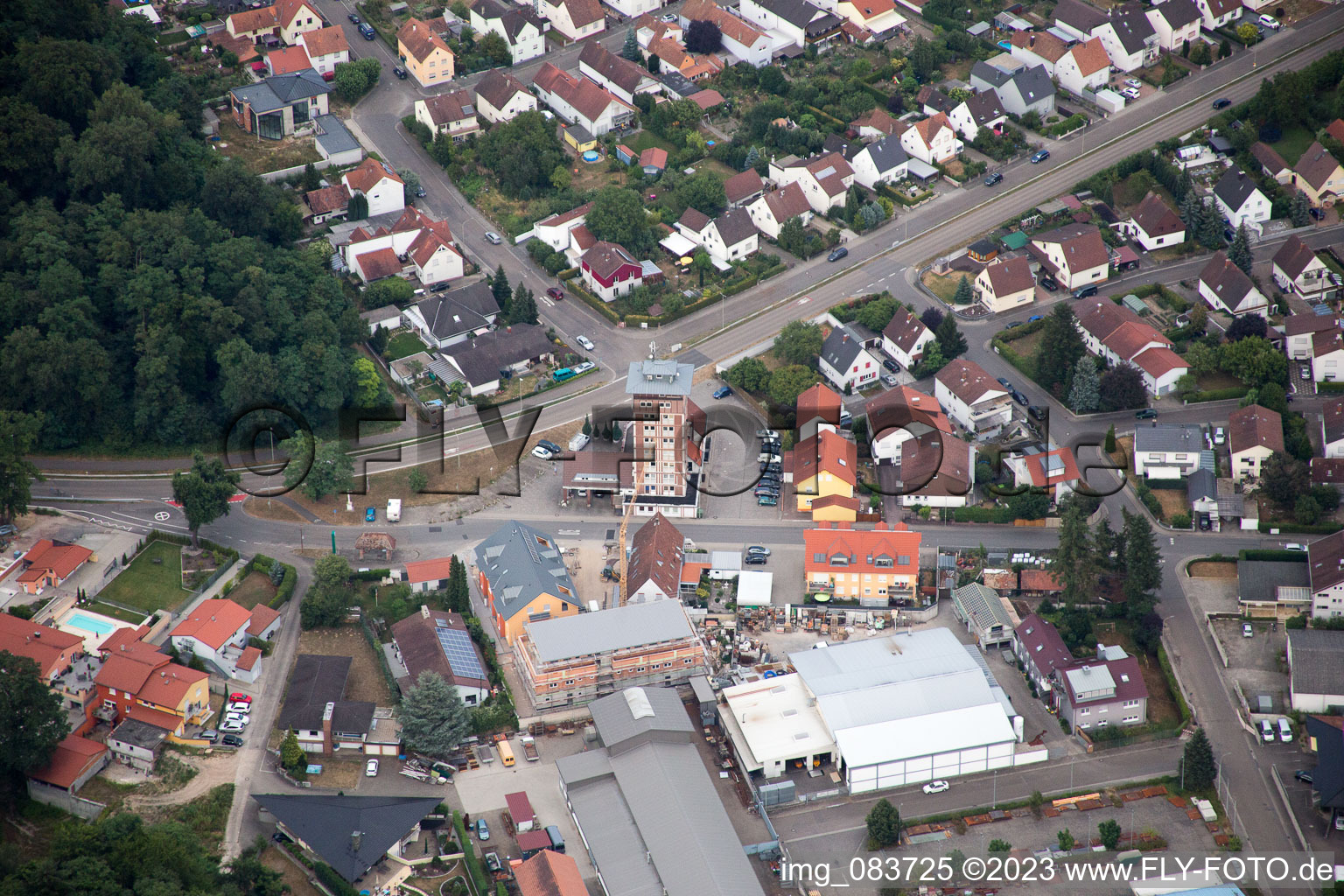 Bird's eye view of Jockgrim in the state Rhineland-Palatinate, Germany