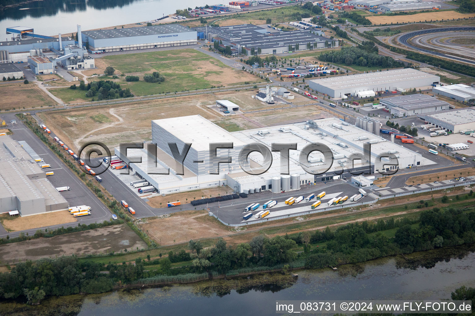 Oberwald Industrial Area in Wörth am Rhein in the state Rhineland-Palatinate, Germany out of the air