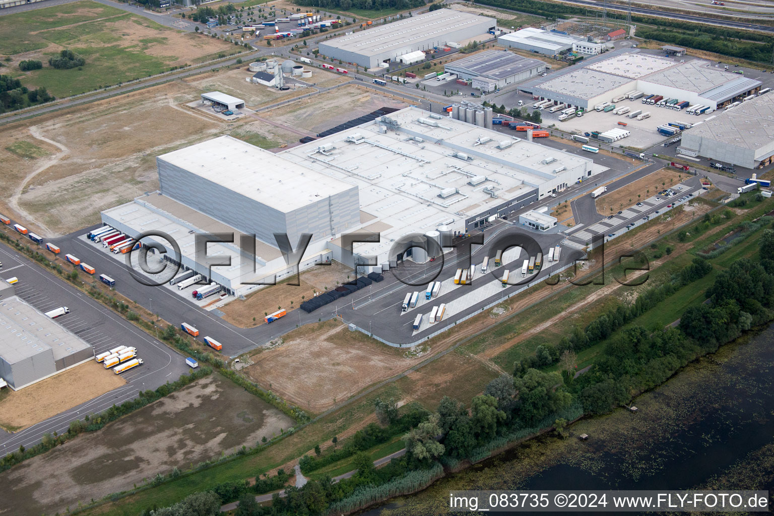 Oberwald Industrial Area in Wörth am Rhein in the state Rhineland-Palatinate, Germany viewn from the air