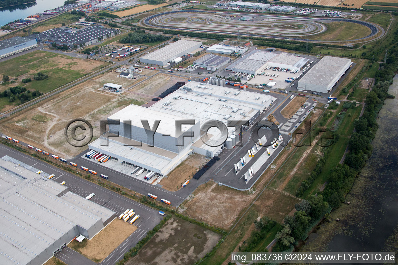 Drone recording of Oberwald industrial area in Wörth am Rhein in the state Rhineland-Palatinate, Germany