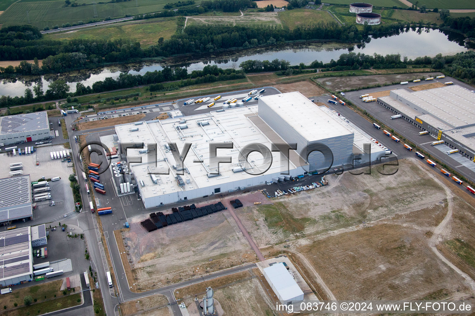 Oberwald Industrial Area in Wörth am Rhein in the state Rhineland-Palatinate, Germany out of the air