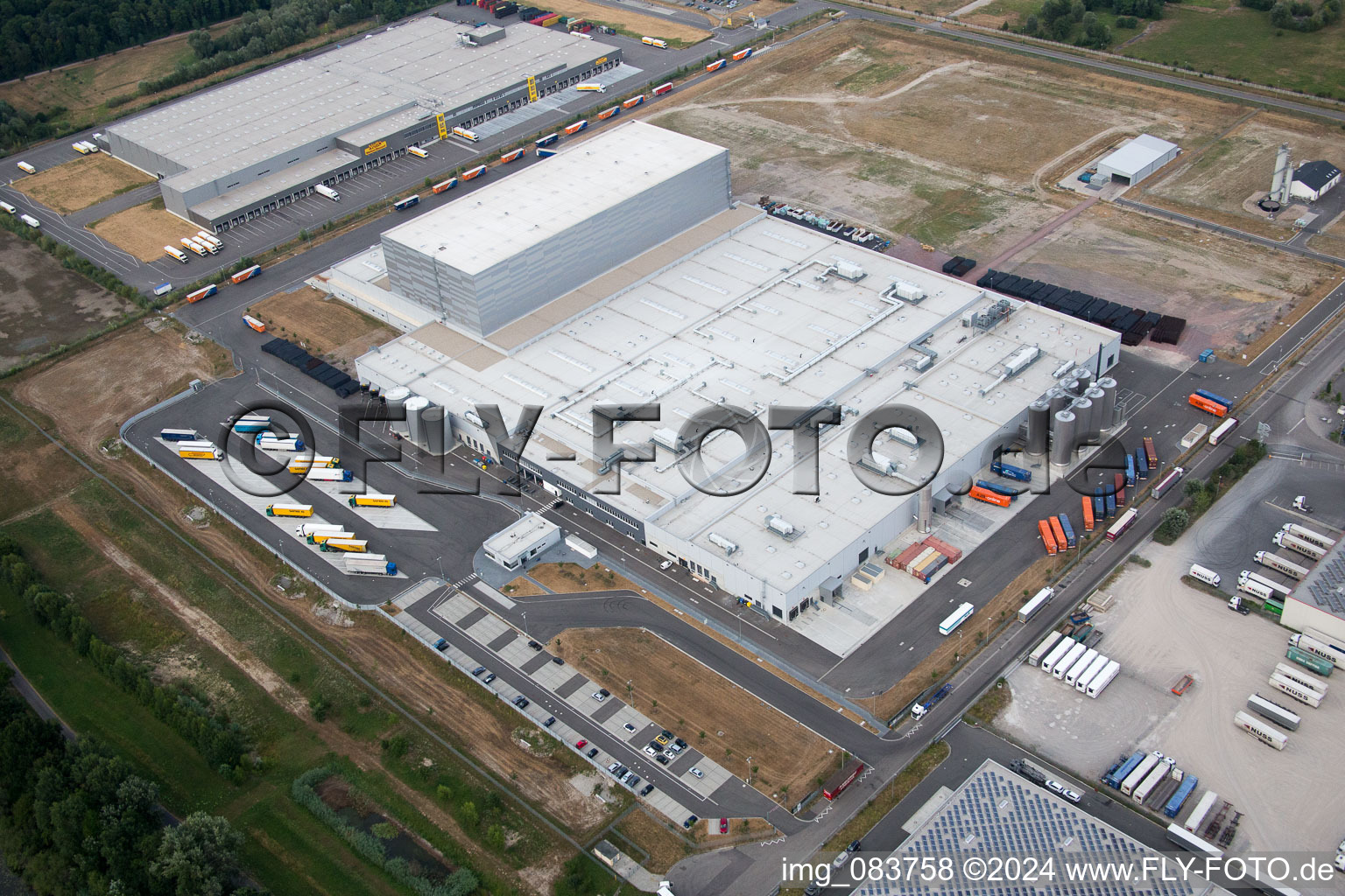 Oberwald Industrial Area in Wörth am Rhein in the state Rhineland-Palatinate, Germany from the drone perspective