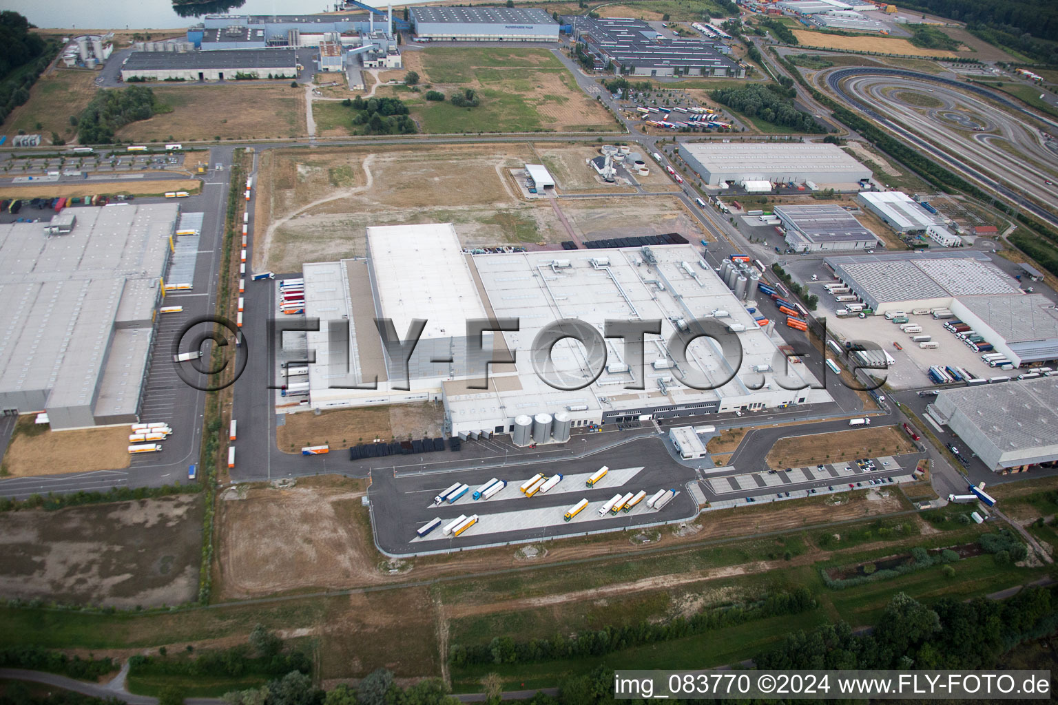 Drone recording of Oberwald Industrial Area in Wörth am Rhein in the state Rhineland-Palatinate, Germany