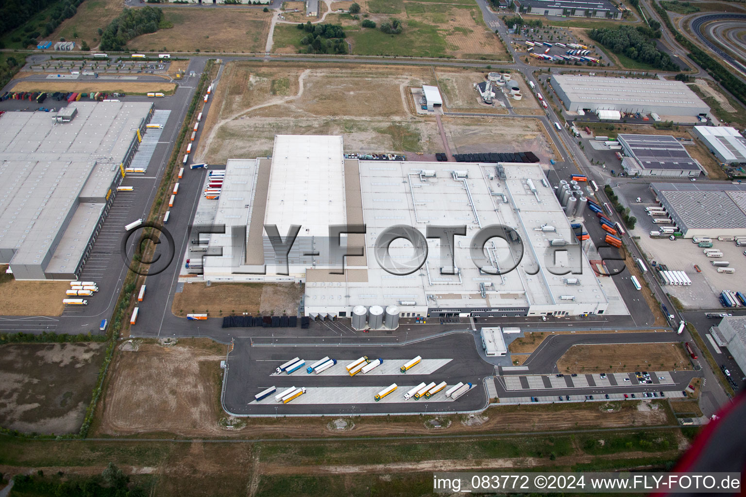 Oberwald Industrial Area in Wörth am Rhein in the state Rhineland-Palatinate, Germany from the drone perspective