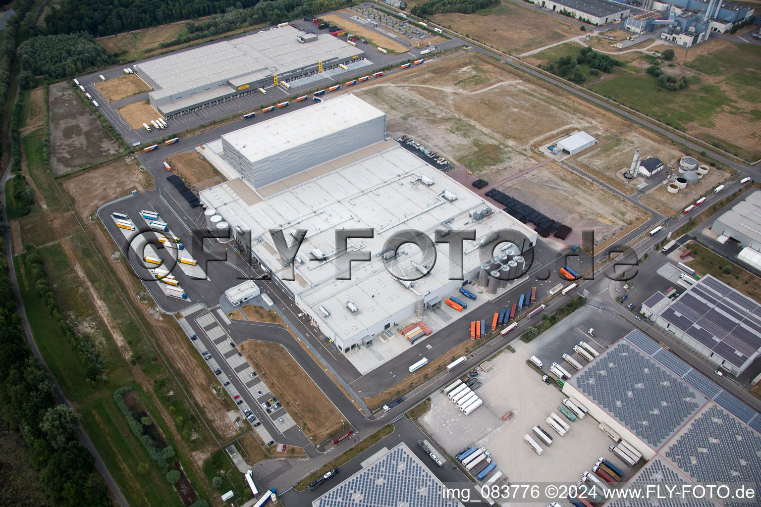 Oberwald Industrial Area in Wörth am Rhein in the state Rhineland-Palatinate, Germany seen from a drone