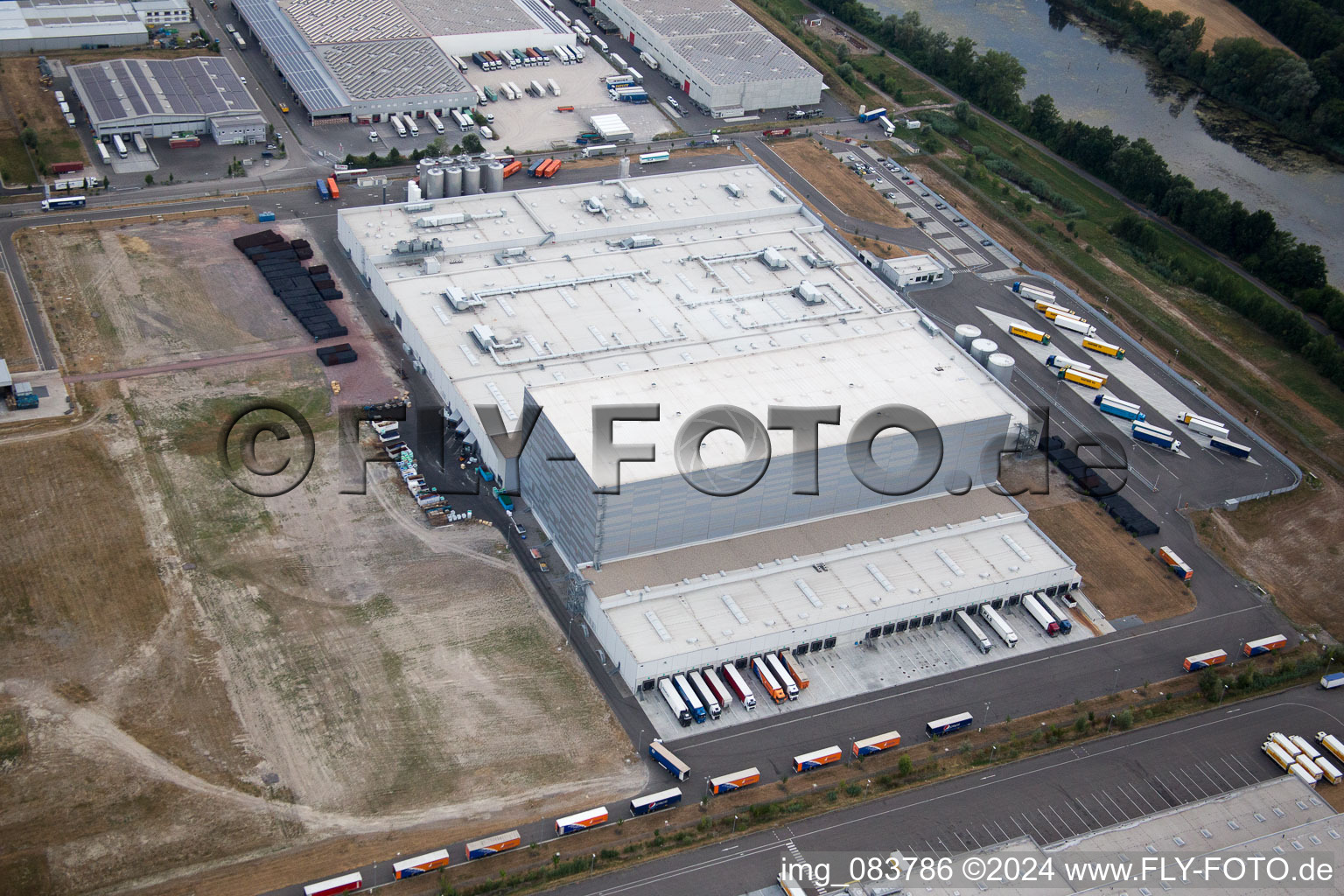 Oberwald industrial area in Wörth am Rhein in the state Rhineland-Palatinate, Germany out of the air