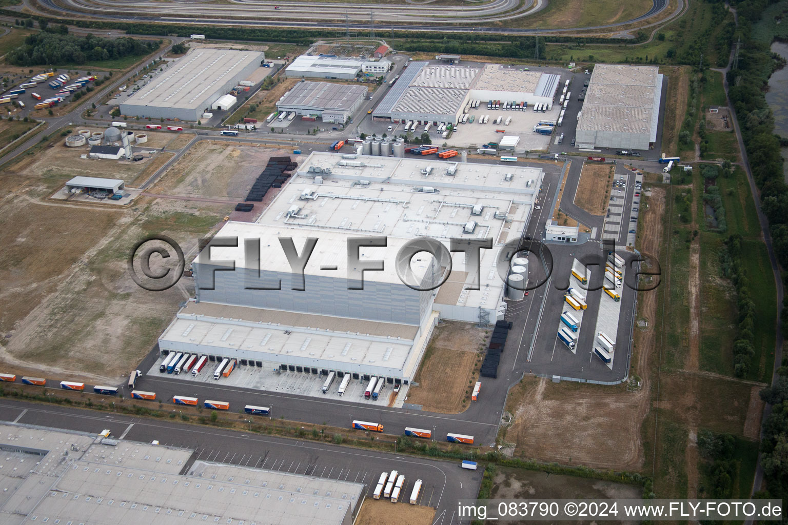 Oberwald Industrial Area in Wörth am Rhein in the state Rhineland-Palatinate, Germany viewn from the air