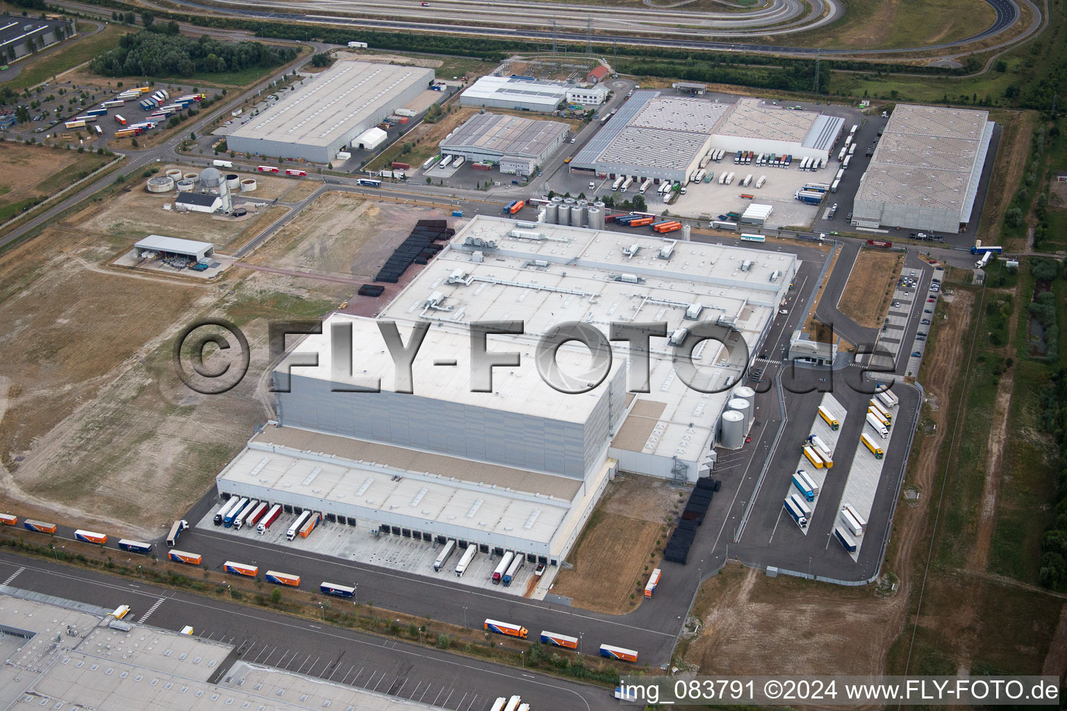 Drone recording of Oberwald industrial area in Wörth am Rhein in the state Rhineland-Palatinate, Germany