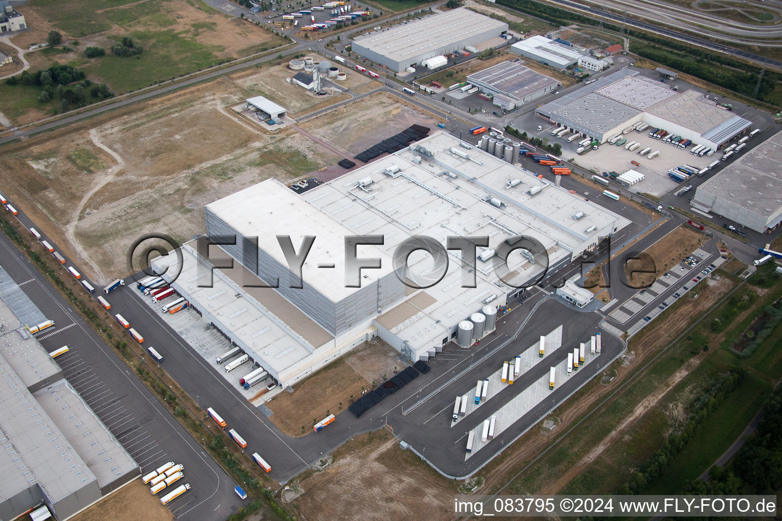 Oberwald Industrial Area in Wörth am Rhein in the state Rhineland-Palatinate, Germany from a drone