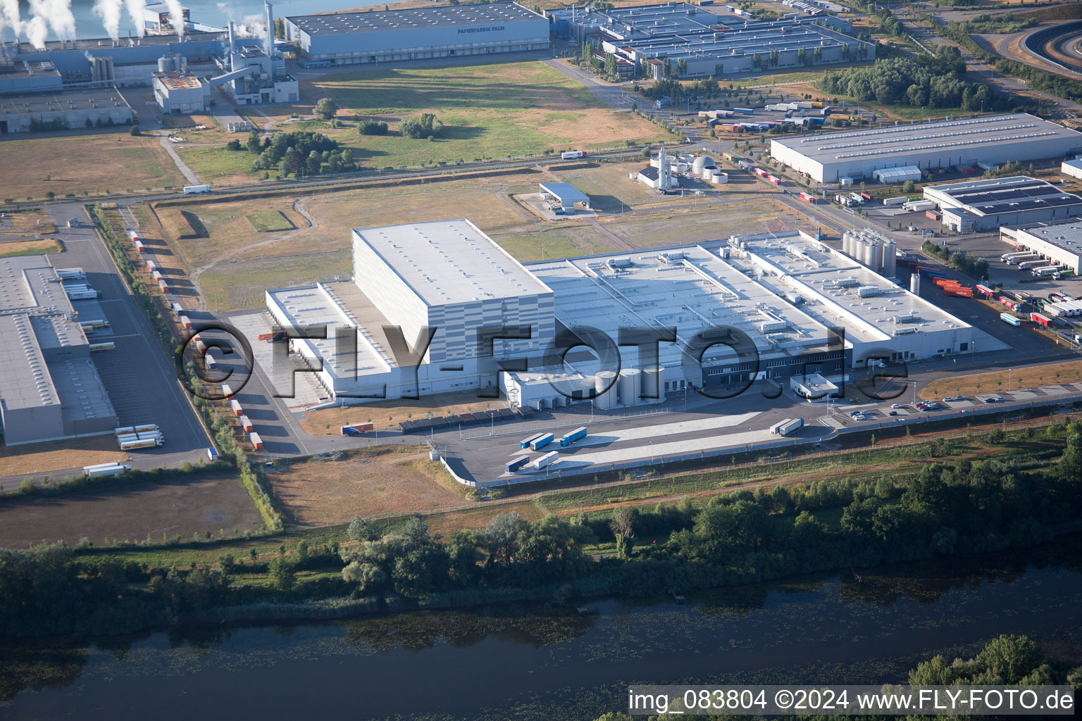 Oberwald Industrial Area in Wörth am Rhein in the state Rhineland-Palatinate, Germany from above