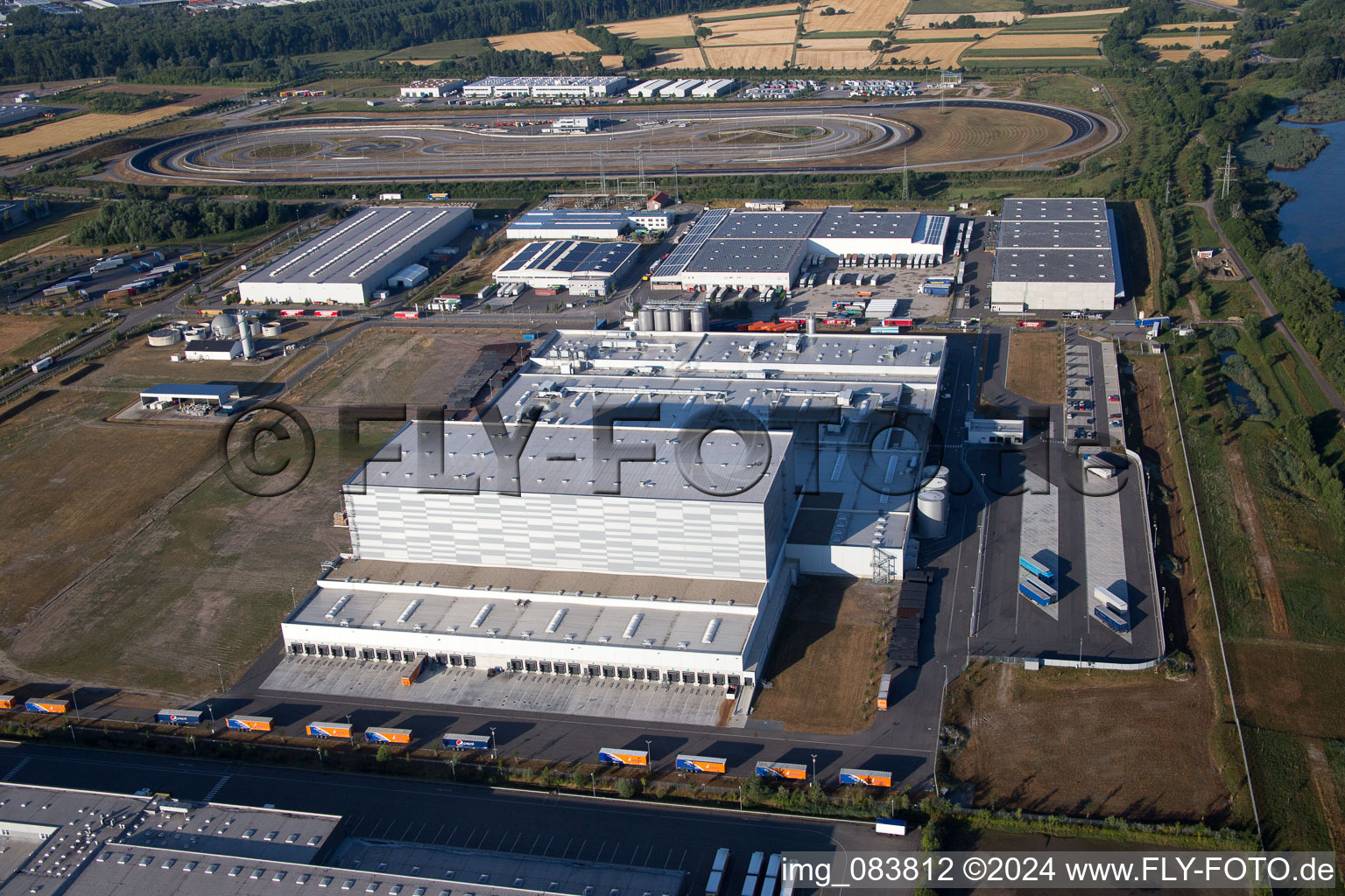 Drone recording of Oberwald Industrial Area in Wörth am Rhein in the state Rhineland-Palatinate, Germany