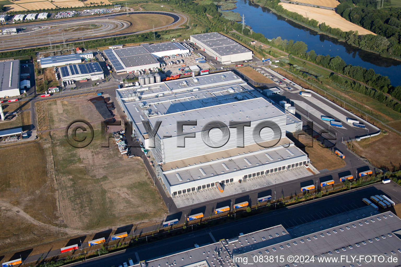 Oberwald Industrial Area in Wörth am Rhein in the state Rhineland-Palatinate, Germany from a drone