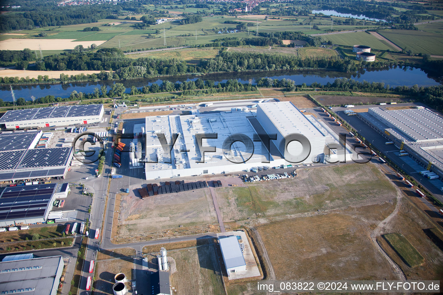 Oberwald Industrial Area in Wörth am Rhein in the state Rhineland-Palatinate, Germany out of the air