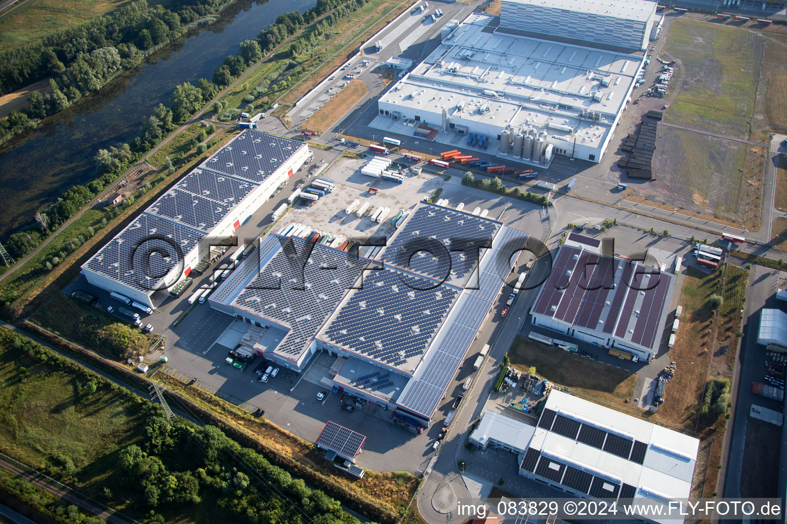 Drone image of Oberwald Industrial Area in Wörth am Rhein in the state Rhineland-Palatinate, Germany