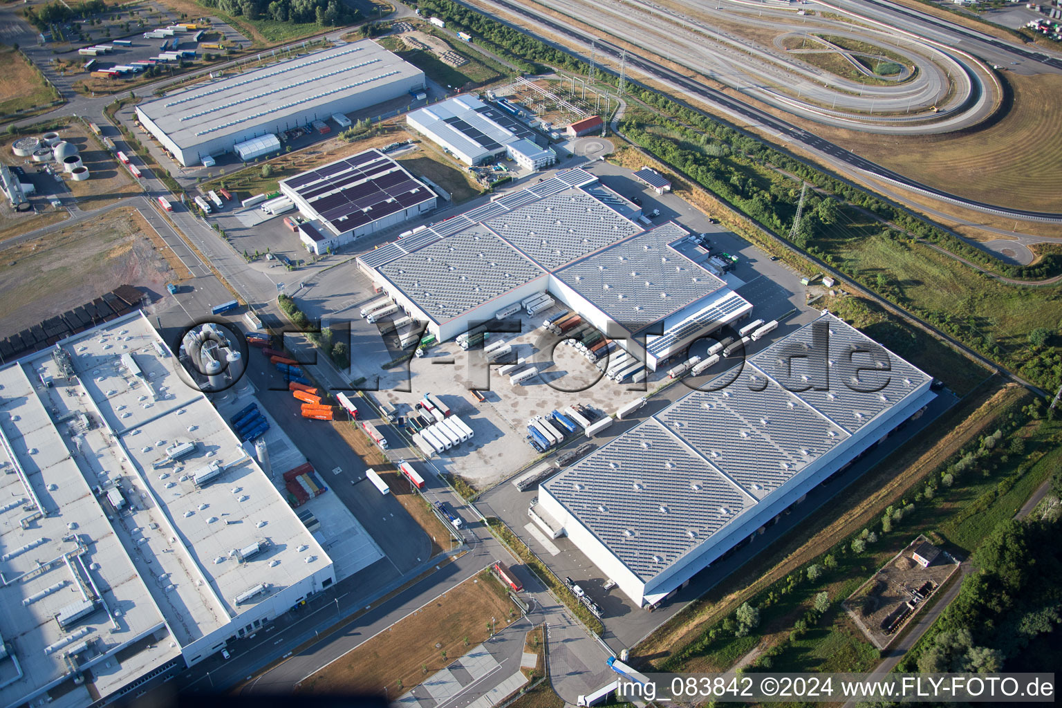 Aerial photograpy of Oberwald Industrial Area in Wörth am Rhein in the state Rhineland-Palatinate, Germany