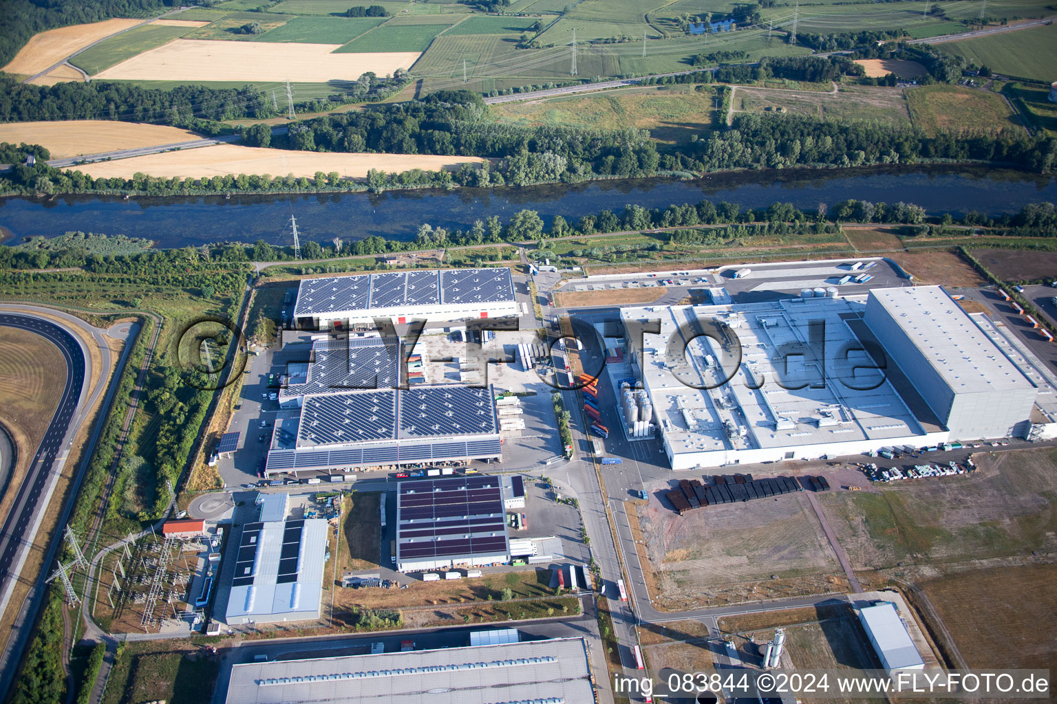 Oberwald Industrial Area in Wörth am Rhein in the state Rhineland-Palatinate, Germany from above