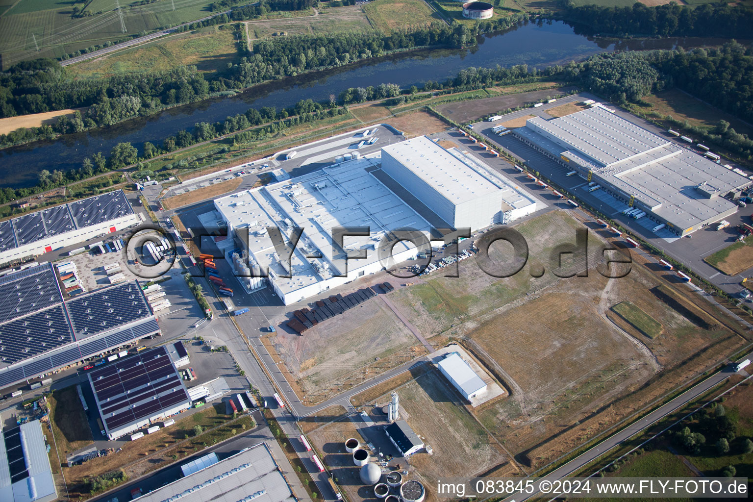 Oberwald Industrial Area in Wörth am Rhein in the state Rhineland-Palatinate, Germany out of the air