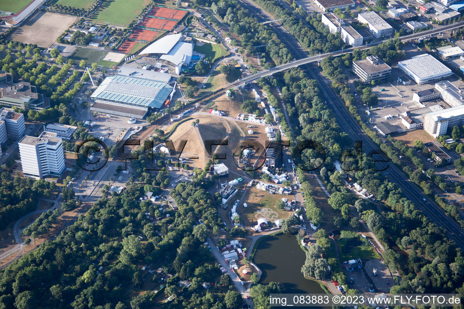 KA, Günther Klotz Facility, The Festival in the district Südweststadt in Karlsruhe in the state Baden-Wuerttemberg, Germany from above