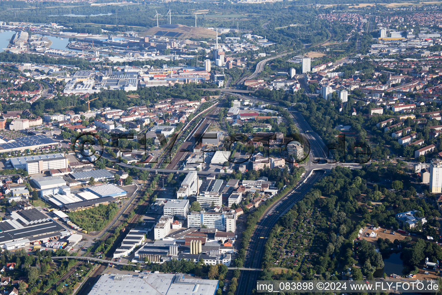 Aerial view of District Grünwinkel in Karlsruhe in the state Baden-Wuerttemberg, Germany