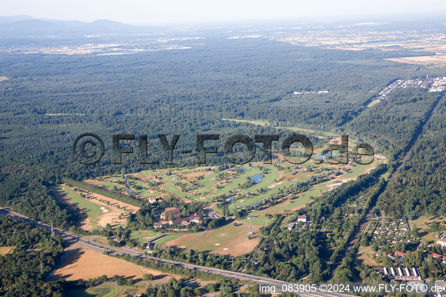 Aerial view of Golf Club in the district Beiertheim-Bulach in Karlsruhe in the state Baden-Wuerttemberg, Germany