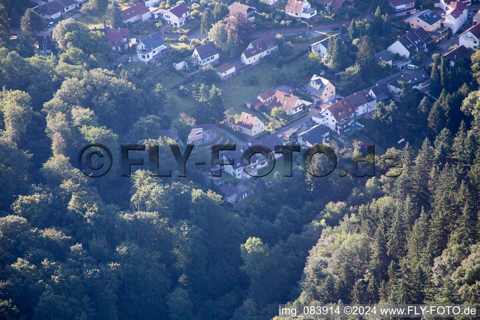 Aerial photograpy of District Grünwettersbach in Karlsruhe in the state Baden-Wuerttemberg, Germany