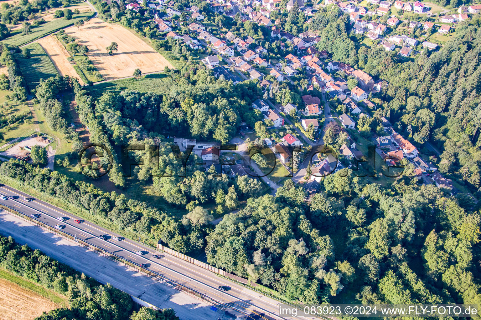 Highway route A8 in in the district Gruenwettersbach in Karlsruhe in the state Baden-Wurttemberg