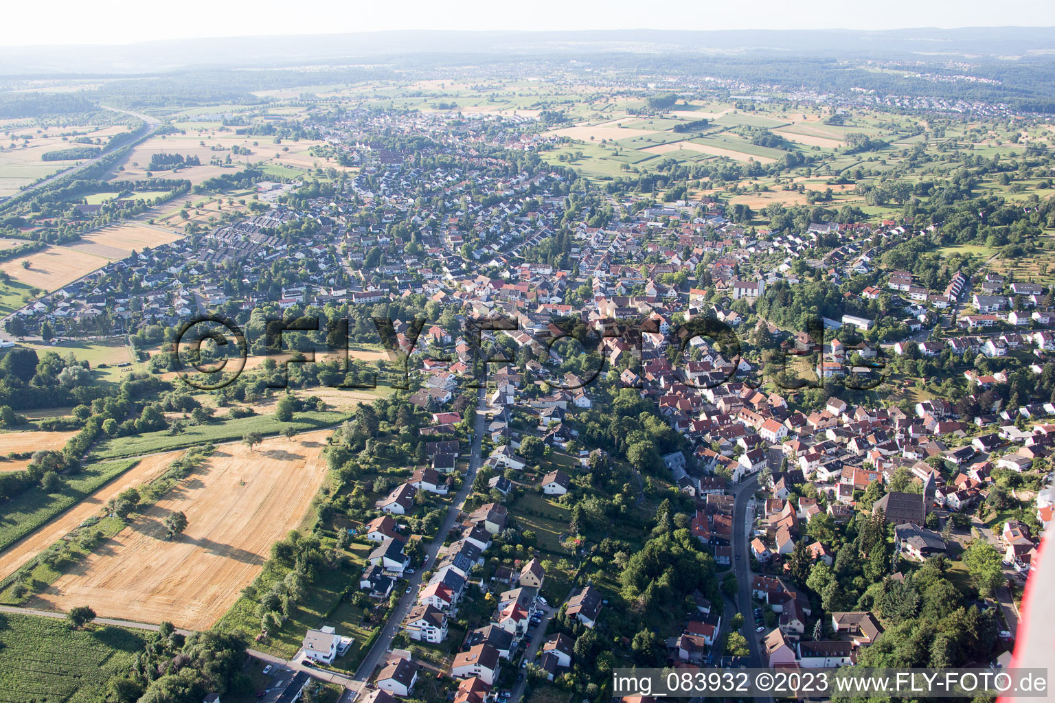 District Grünwettersbach in Karlsruhe in the state Baden-Wuerttemberg, Germany from above