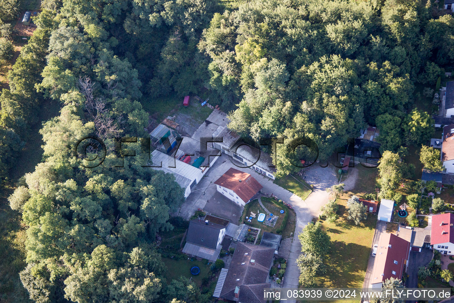 Hohenwettersbacherstraße 38 , "open youth workshop Karlsruhe" at the quarry in the district Grünwettersbach in Karlsruhe in the state Baden-Wuerttemberg, Germany from above