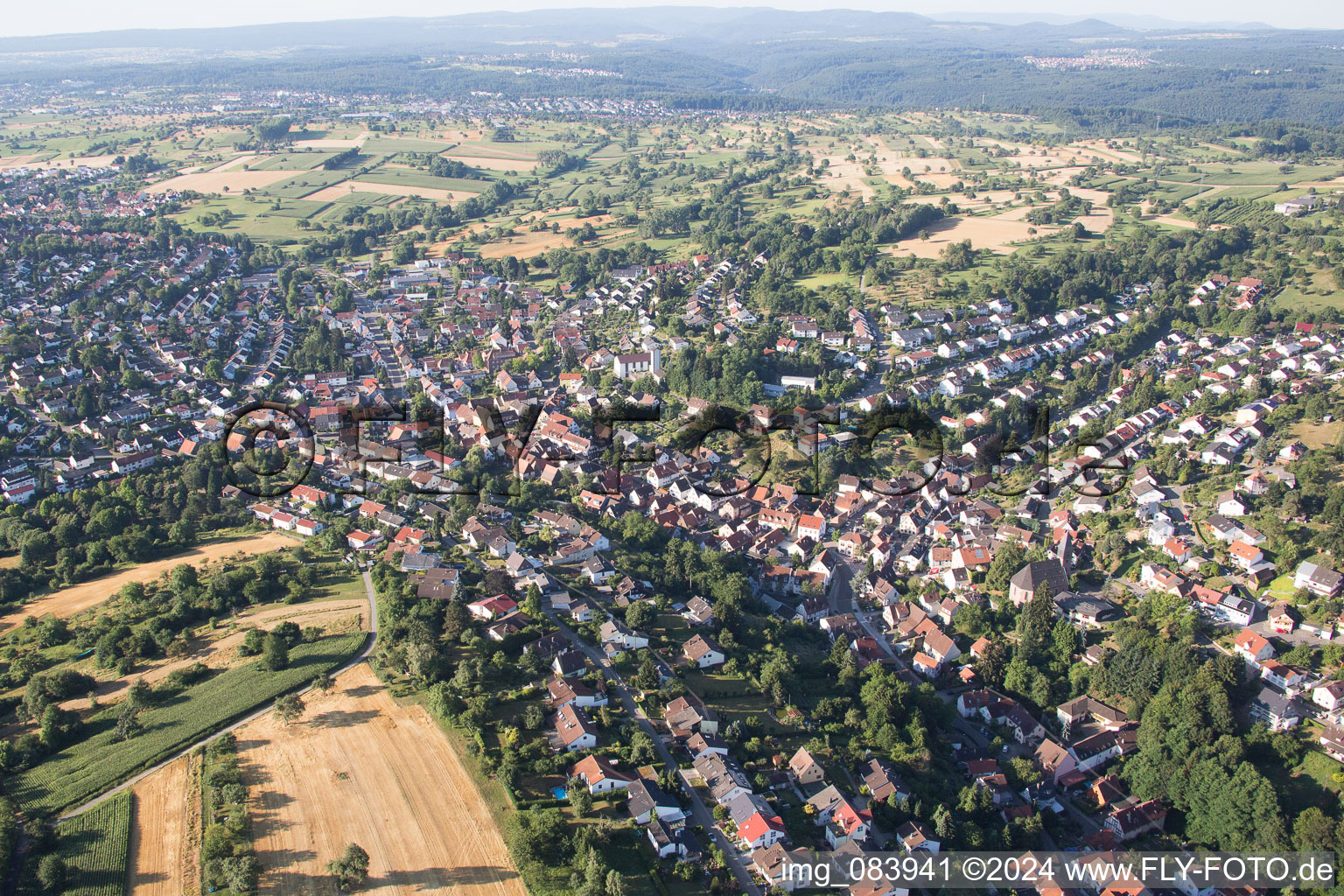 District Grünwettersbach in Karlsruhe in the state Baden-Wuerttemberg, Germany out of the air